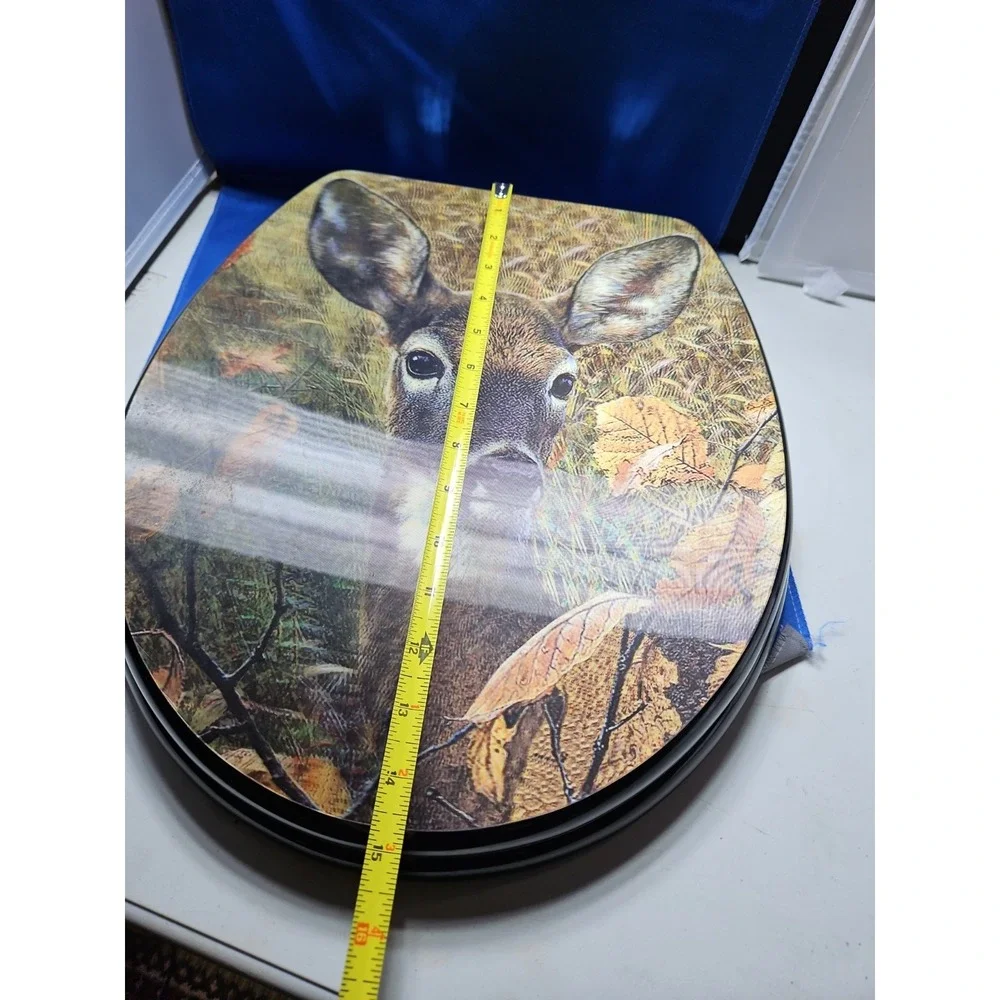 3D Holographic Deer Camo Toilet Seat Woodland Hunting Hunter Camp New Vintage